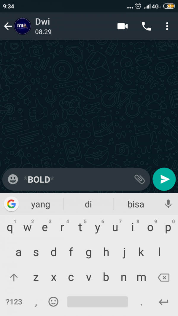 Trik Whatsapp Cara merubah font chat menjadi Tebal, Miring Dan Coretan.